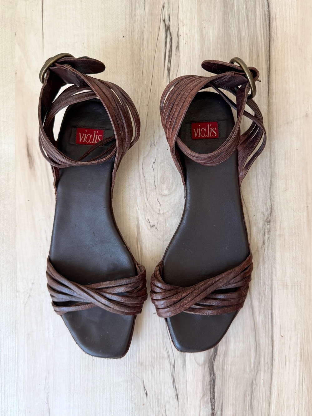 Vialis Handmade Brown Strappy Leather Women's Sandals - EU 39